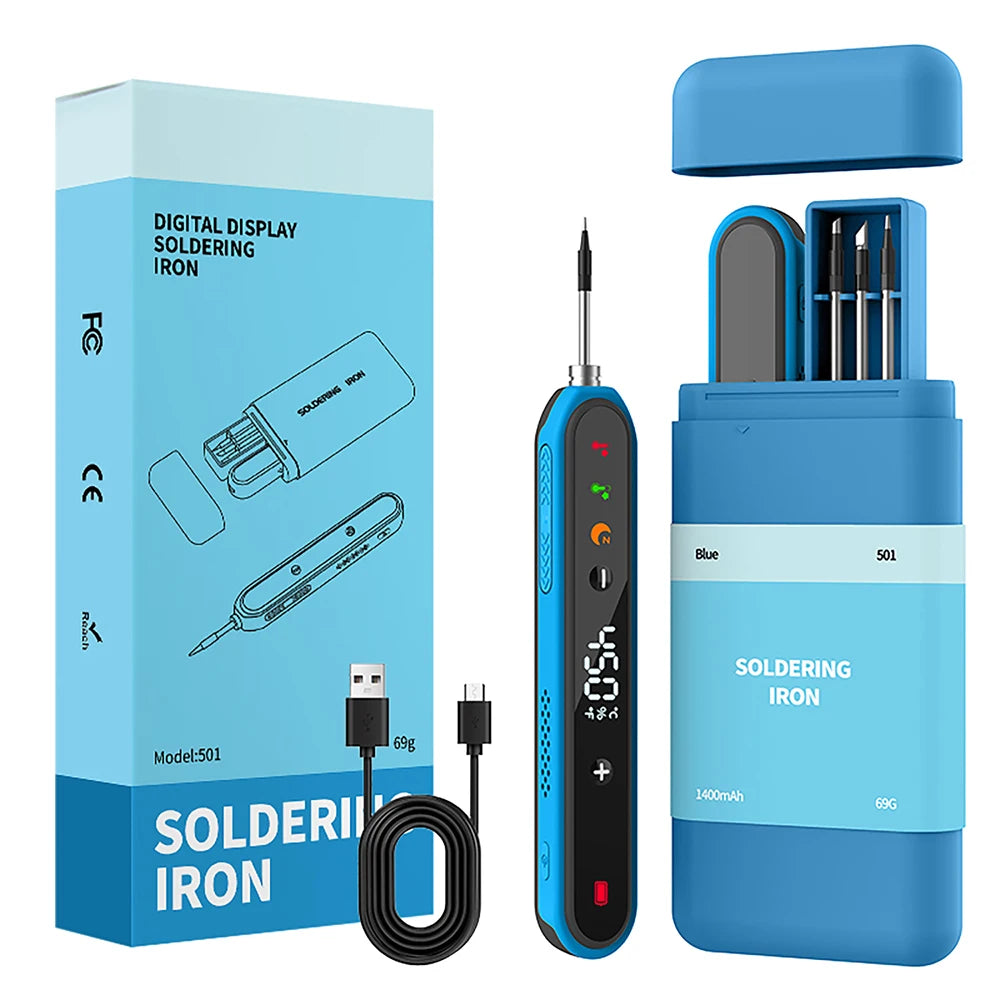 8-15W Type-C Digital Electric Soldering Iron Kit Intelligent Adjustable Temperature Fast Heating Mini Solder Irons Repair Tool